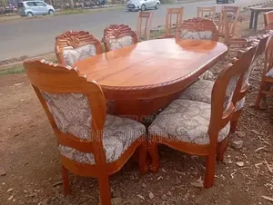Meza ya Kula ya Mahogany ya Watu 6