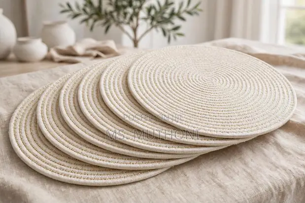 6-Piece 38cm Round Cotton Rope Table Mats - 1