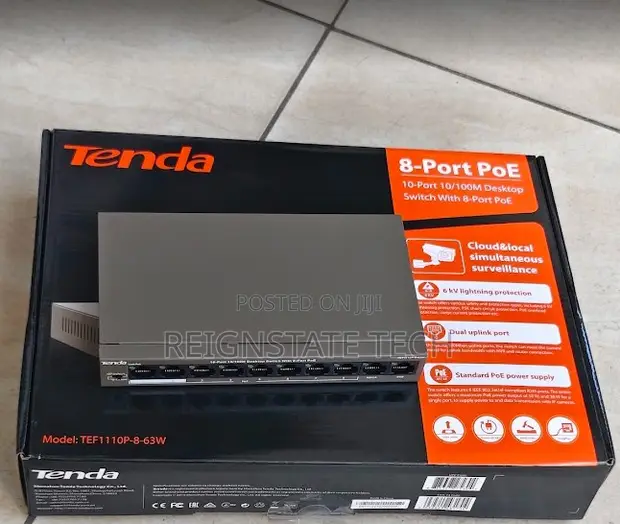 Tenda TEF1110P 8-Port PoE CCTV Network Switch 63W - 1