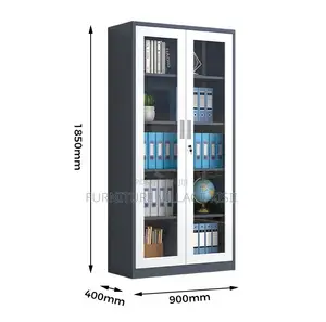 2-Door Glass Metallic Office Cabinet
