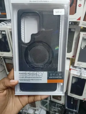 Kesi Nyeusi ya Ngozi ya Sumaku kwa Samsung Galaxy S25 Ultra