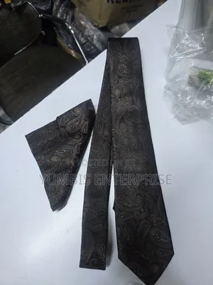 Dark Brown Floral Tie With Matching Pocket Square