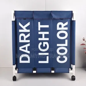 3-Section Laundry Basket with Wheels