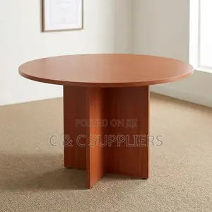 Round Customized Meeting Table - Brown
