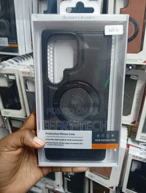 Black Magnetic Ring Kickstand Case for Samsung Galaxy S25 Ultra