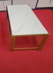 White Modern Coffee Table with Gold Base - 1