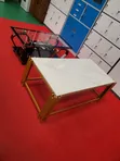 White Modern Coffee Table with Gold Base - 2