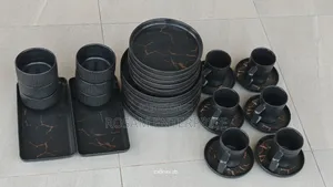 Seti ya Vyombo vya Chakula 32-pc Matte Stoneware Marble