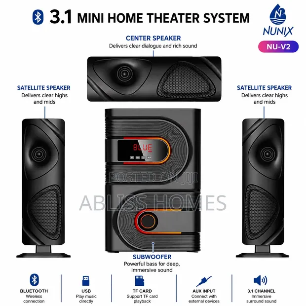 Nunix NU-V2 3.1 Channel Multimedia Subwoofer Speaker - 1