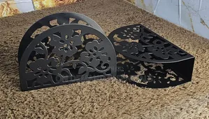 Semi-Circular Flower Tissue Holder Black