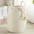 Large 65L Cotton Rope/ Decorative Woven Basket With Extended Handles - 2
