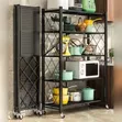 Foldable Multipurpose Rack With Shelves Wheels/ Kitchen Rack - 1