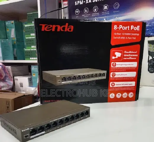 Tenda 8 Port PoE Ethernet Switch for IP Cameras - 1