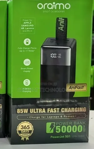 Power Bank ya Oraimo PowerJet 501 85W 50,000mAh Chaji Haraka