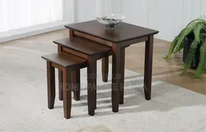Seti ya Meza za Kahawa za Mahogany za Kiasili