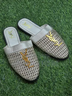Viatu vya Woven YSL-logo Flat Mules