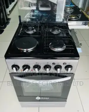 Nunix Cooker 60x60cm: 3 Gas Burners + 1 Plate ya Umeme, Oven