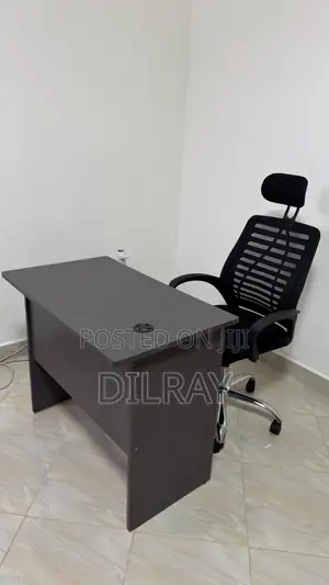 Office Desk and Adjustable Chair with Headrest