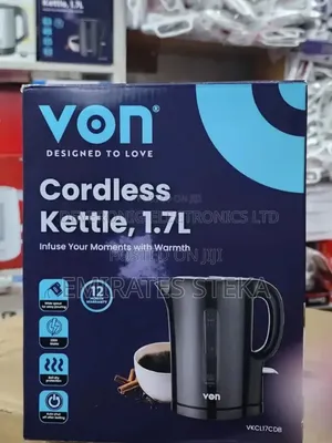 VON Kettle Isiyo na Cord VKCL17CDB 1.7L Nyeusi