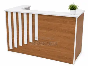 Modern L-Shaped Reception Desk - Wood & White