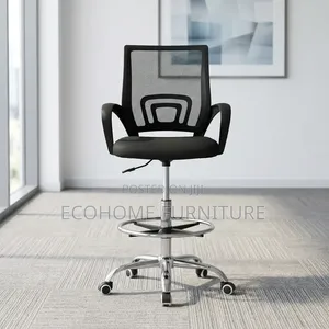 High Mesh Drafting Chair with Footrest - Black