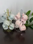 High Quality Pearl Marble Mugs with Cup Stand (6pcs) - 1