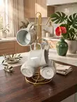 6 Chic Swirl Design Cups with Stand - 1