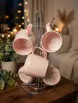 6 Chic Swirl Design Cups with Stand - 2