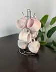 6 Pcs Mugs za Kauri za Umbo la Sufuria na Stand ya Chrome - 1