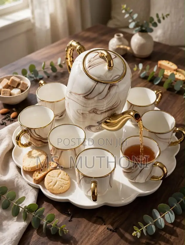 Brown Marble Luxury Tea Set - 1