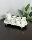 8 Piece White Ribbed Tea Set with Tray - 4