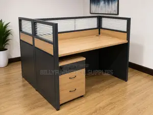 2-Way Office Workstation with Glass Partition