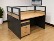 2-Way Office Workstation with Glass Partition - 1