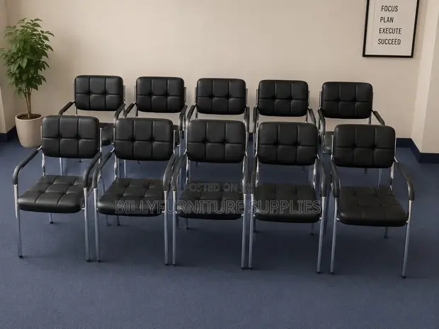Black Leather Visitor Chair - 1