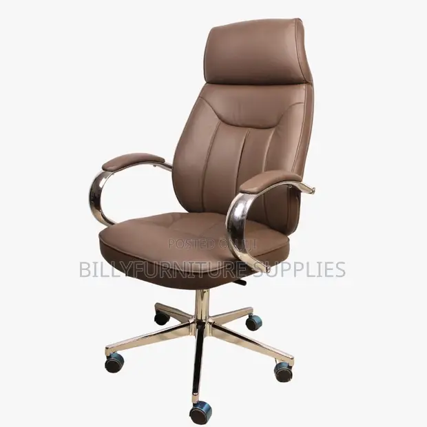 High Back Boss Leather Chair with Chrome Base - 1