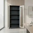 Modern Office Cabinet - 5 Adjustable Shelves, Gray Steel - 2