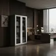 Modern Office Cabinet - 5 Adjustable Shelves, Gray Steel - 4