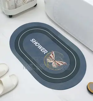 Super-Absorbent Oval Floor Mats - Modern, Quick-Dry