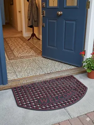 Heavy-Duty Half-Round "WELCOME" Rubber Doormat 50x80cm