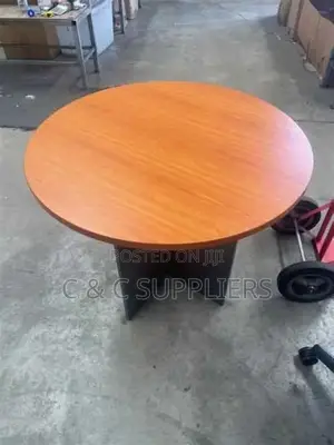 Round Brown Meeting Table
