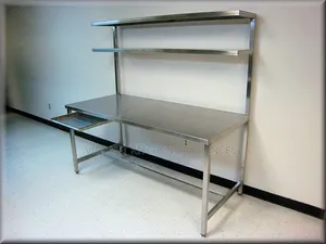 Heavy-Duty Stainless Steel Work Table with Double Overshelves