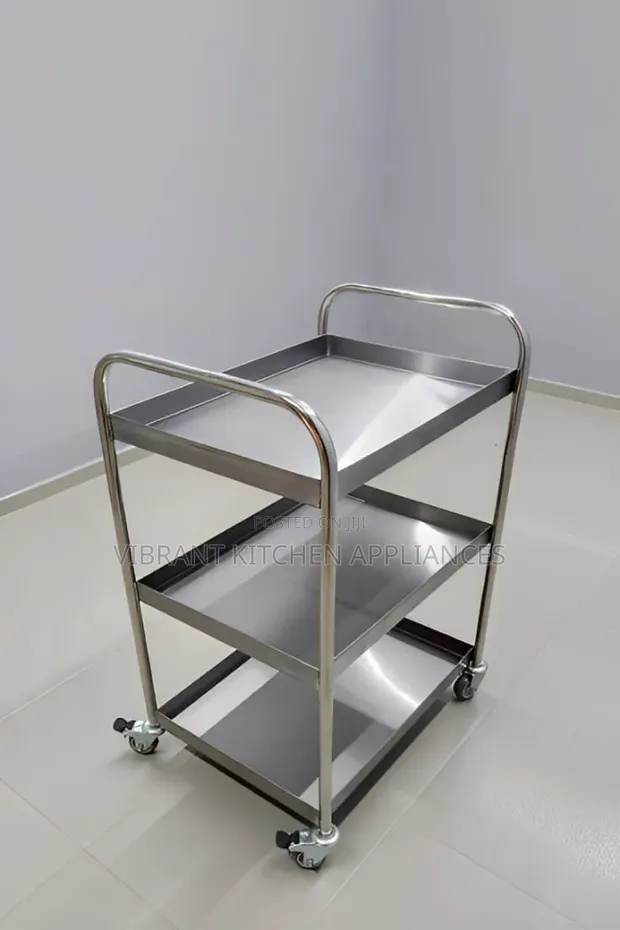 Trolley ya Chakula ya Chuma cha Kutoboa kwa Mgahawa 3-Tier - 1