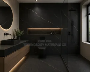 Premium Rafal Black Sintered Stone Slab with Gold Veins (2.6M x 0.8M)