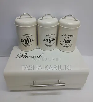 Elegant Bread Storage Bin with 3 Canisters (Alloy)