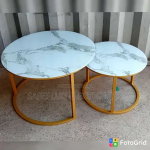 Meza za Kahawa za Kisasa 2-Piece Glass Effect - Set ya Kuingiliana