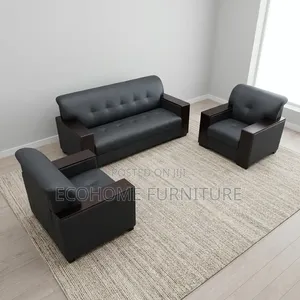 Sofa Set Nyeusi ya Vyakula 5 vya Ofisi ya Mtendaji