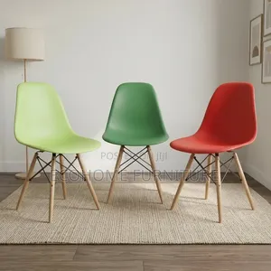 Colorful Plastic Dining Chair with Wooden Legs