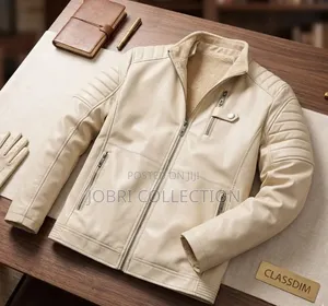 Cream Leather Men's Jackets