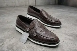 Timberland Loafers za Mkanda Mbili za Kiume za Ngozi Iliyofumwa