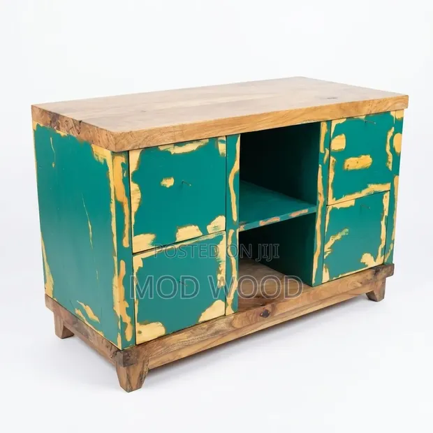 Handcrafted Rustic Wood Storage Cabinet - 1